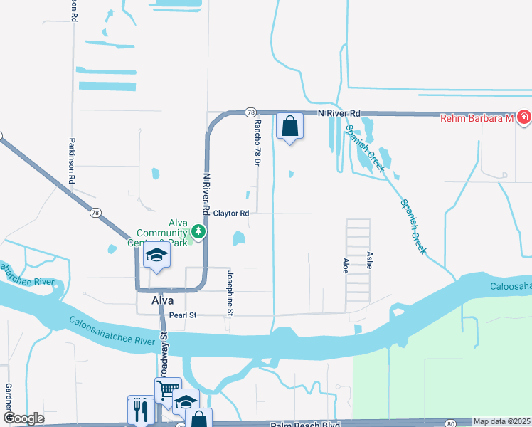 map of restaurants, bars, coffee shops, grocery stores, and more near 21822 Claytor Road in Alva