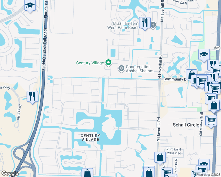 map of restaurants, bars, coffee shops, grocery stores, and more near 264 Sheffield K in West Palm Beach