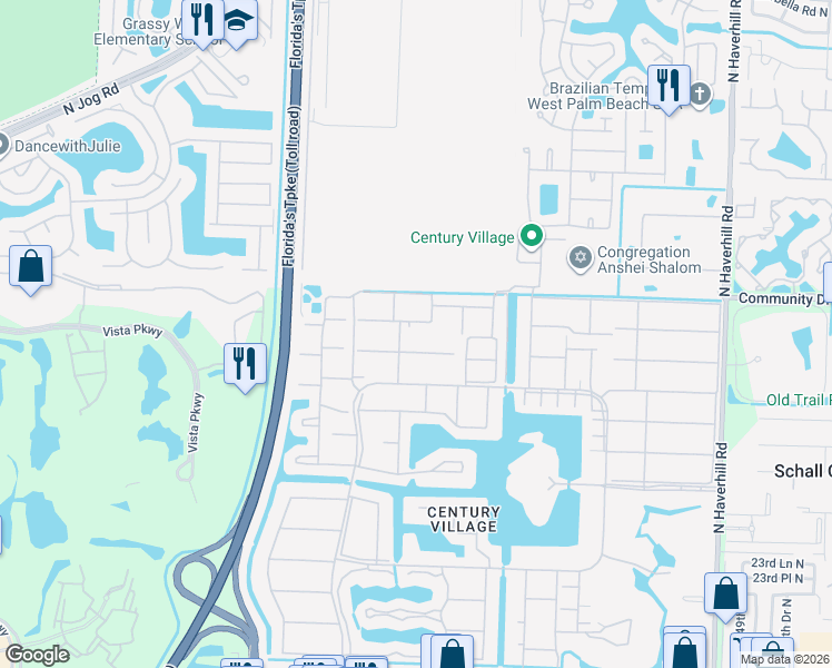 map of restaurants, bars, coffee shops, grocery stores, and more near 187 Cambridge H in West Palm Beach