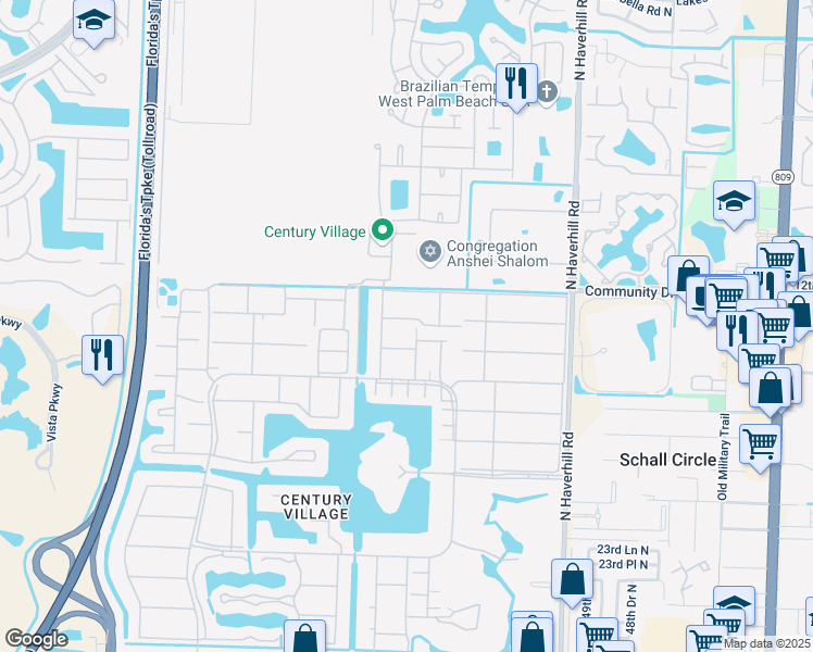 map of restaurants, bars, coffee shops, grocery stores, and more near 264 Sheffield K in West Palm Beach