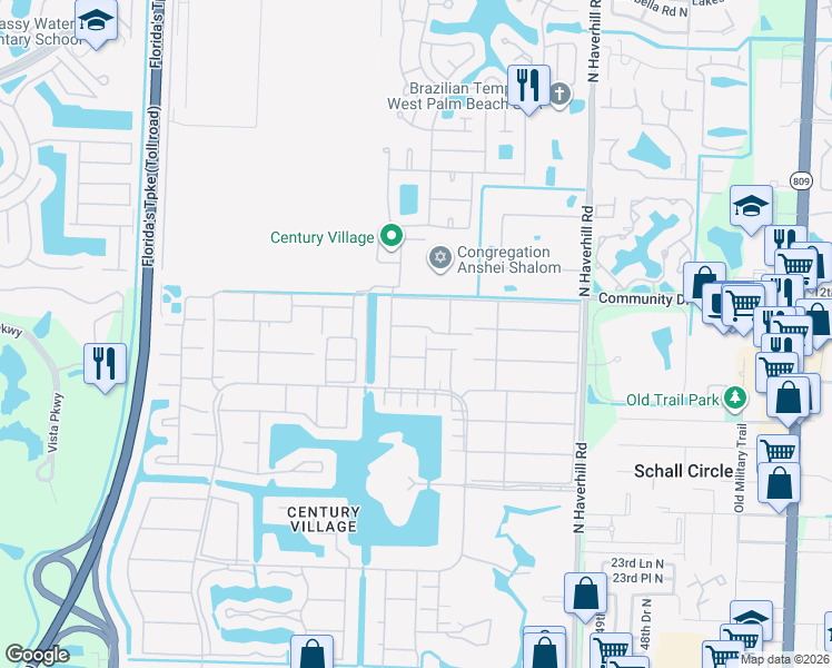map of restaurants, bars, coffee shops, grocery stores, and more near 162 Sheffield G in West Palm Beach