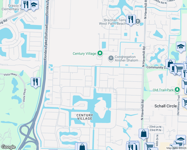 map of restaurants, bars, coffee shops, grocery stores, and more near 24 Sheffield A in West Palm Beach