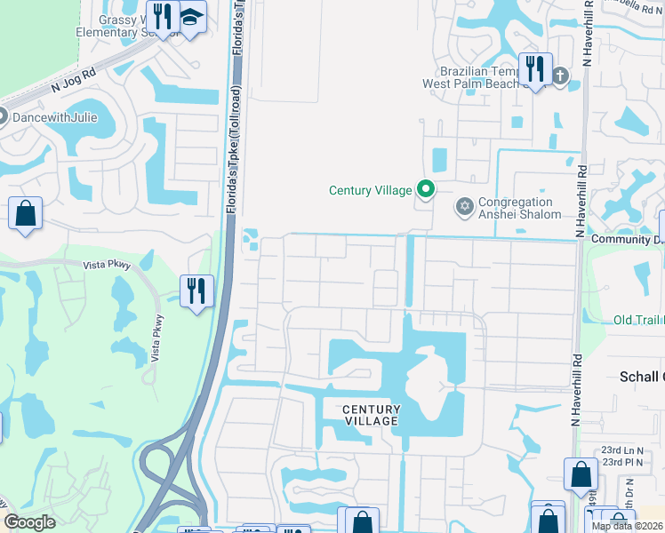 map of restaurants, bars, coffee shops, grocery stores, and more near 187 Cambridge H in West Palm Beach