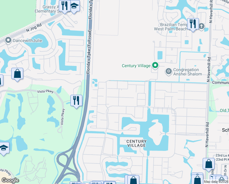 map of restaurants, bars, coffee shops, grocery stores, and more near 187 Cambridge H in West Palm Beach