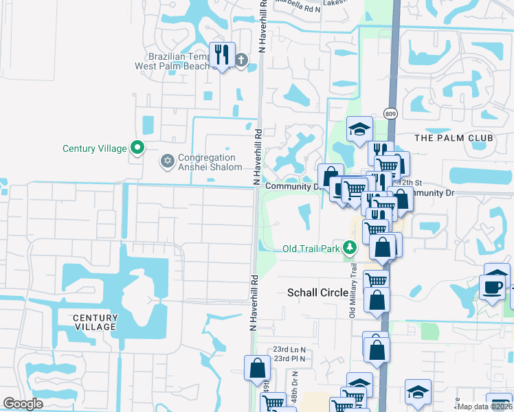 map of restaurants, bars, coffee shops, grocery stores, and more near 2929 Haverhill Road in West Palm Beach