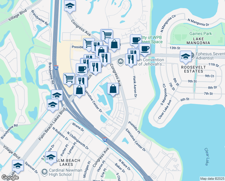 map of restaurants, bars, coffee shops, grocery stores, and more near 855 Marina Del Ray Lane in West Palm Beach