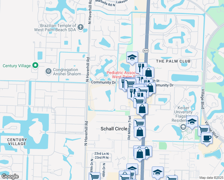 map of restaurants, bars, coffee shops, grocery stores, and more near 2882 Tennis Club Drive in West Palm Beach