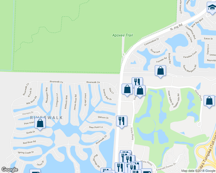 map of restaurants, bars, coffee shops, grocery stores, and more near 7102 Gila Lane in West Palm Beach