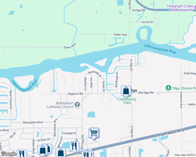 map of restaurants, bars, coffee shops, grocery stores, and more near 2213 Virginia Avenue in Fort Myers