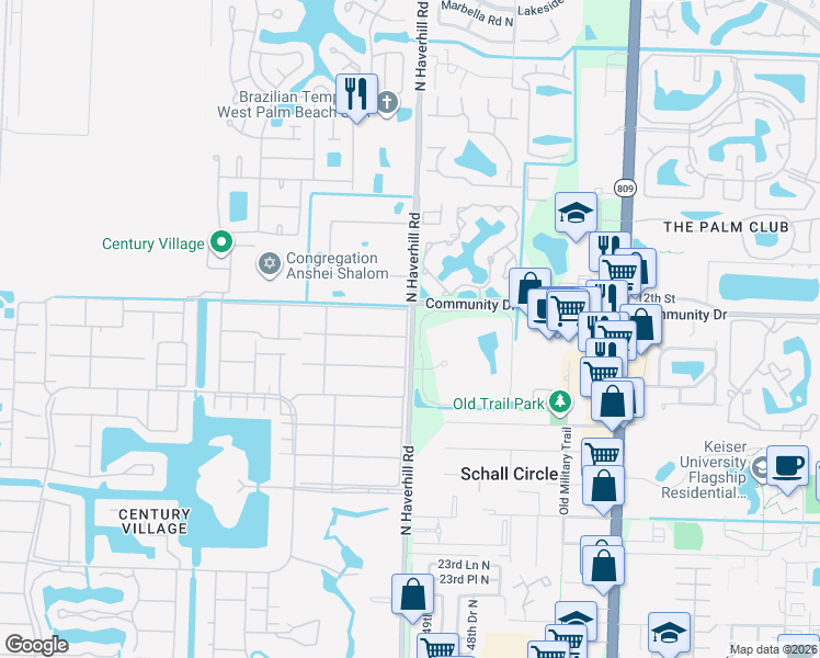 map of restaurants, bars, coffee shops, grocery stores, and more near 2939 Haverhill Road in West Palm Beach
