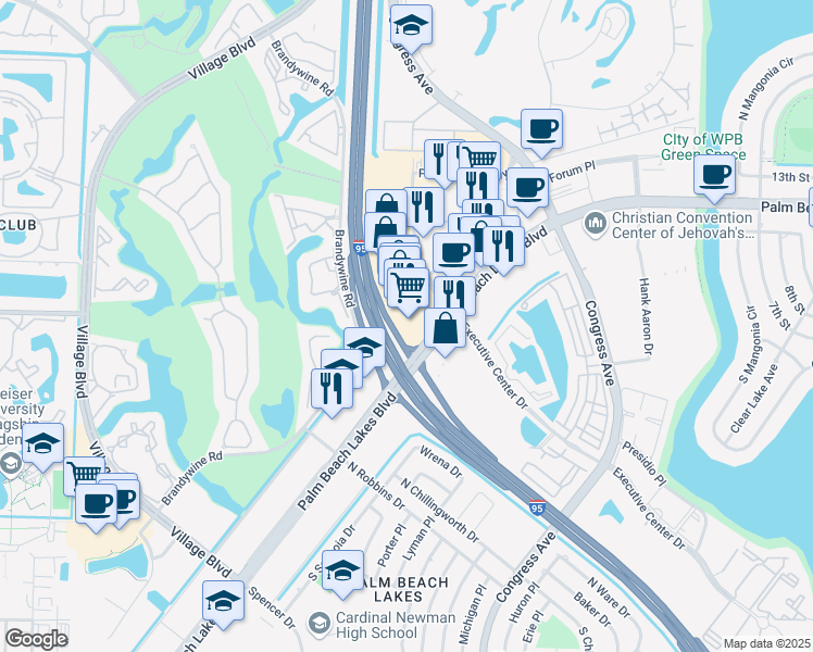 map of restaurants, bars, coffee shops, grocery stores, and more near 1869 Palm Beach Lakes Boulevard in West Palm Beach