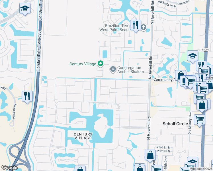 map of restaurants, bars, coffee shops, grocery stores, and more near 257 Sheffield K in West Palm Beach