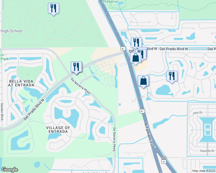 map of restaurants, bars, coffee shops, grocery stores, and more near 103 Pomodoro Circle in North Fort Myers