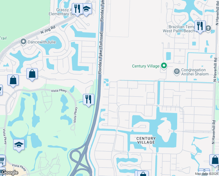 map of restaurants, bars, coffee shops, grocery stores, and more near 144 Sussex H in West Palm Beach