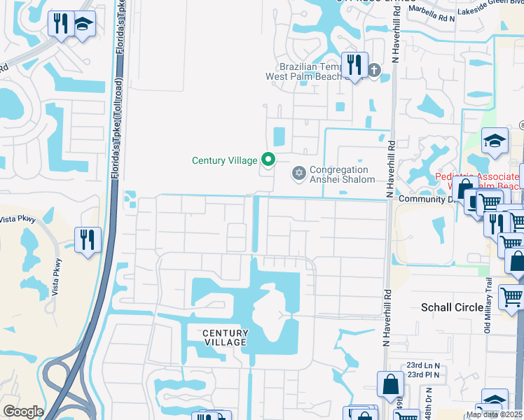 map of restaurants, bars, coffee shops, grocery stores, and more near 24 Sheffield A in West Palm Beach