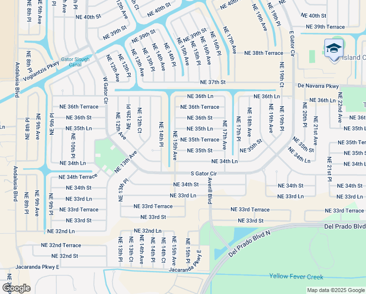 map of restaurants, bars, coffee shops, grocery stores, and more near 1509 Northeast 35th Street in Cape Coral