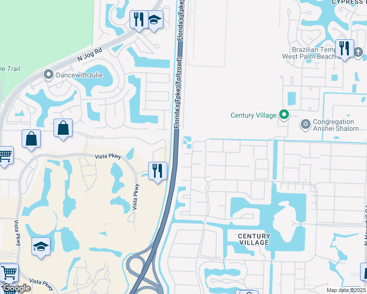 map of restaurants, bars, coffee shops, grocery stores, and more near 144 Sussex H in West Palm Beach