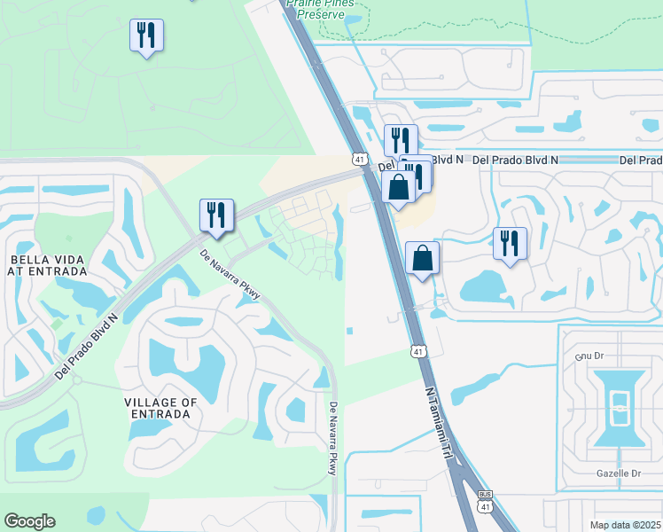 map of restaurants, bars, coffee shops, grocery stores, and more near 103 Pomodoro Circle in North Fort Myers