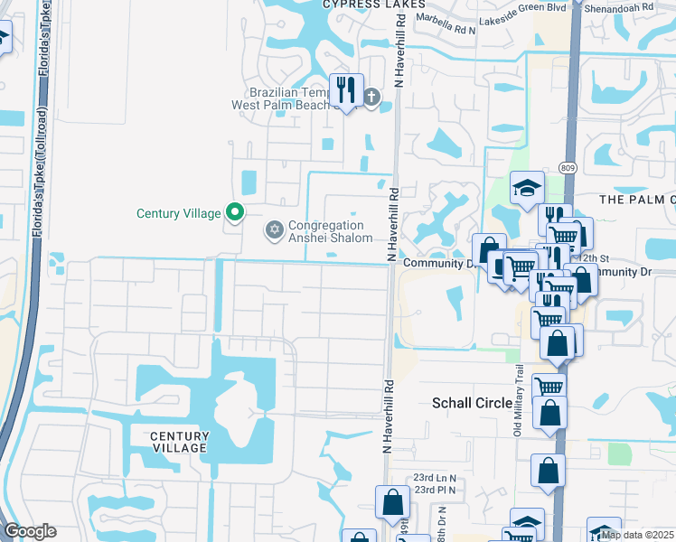 map of restaurants, bars, coffee shops, grocery stores, and more near 2703 Avon Street in West Palm Beach