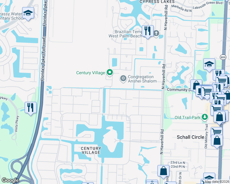 map of restaurants, bars, coffee shops, grocery stores, and more near 309 Sheffield M in West Palm Beach