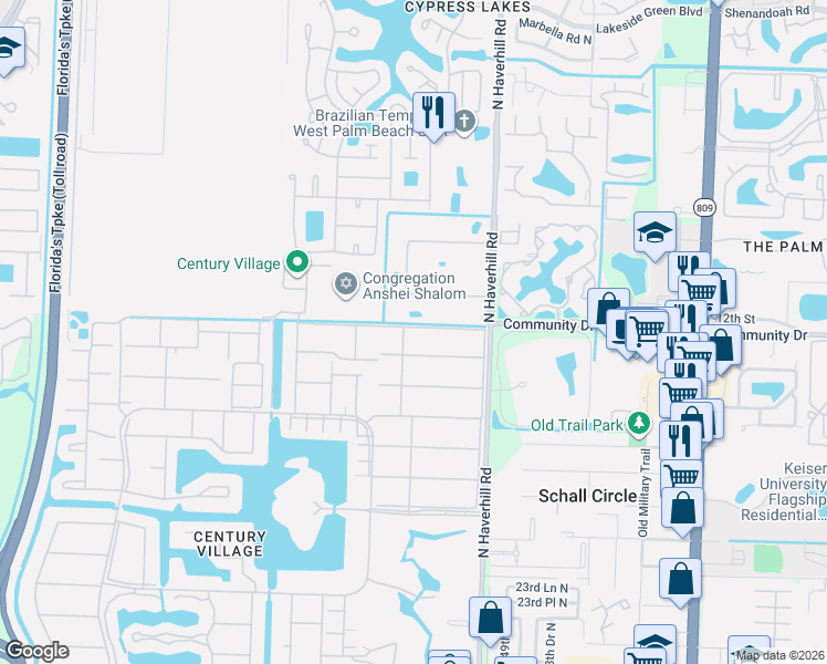 map of restaurants, bars, coffee shops, grocery stores, and more near 144 Coventry F in West Palm Beach