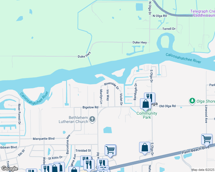 map of restaurants, bars, coffee shops, grocery stores, and more near 2213 Virginia Avenue in Fort Myers