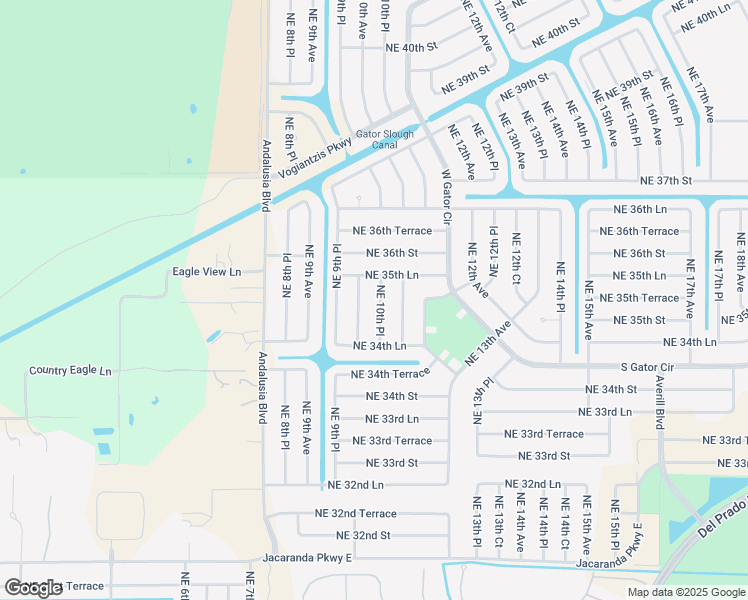 map of restaurants, bars, coffee shops, grocery stores, and more near 3450 Northeast 10th Place in Cape Coral