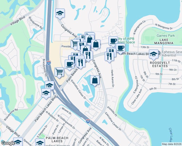 map of restaurants, bars, coffee shops, grocery stores, and more near 991 Marina Del Ray Lane in West Palm Beach
