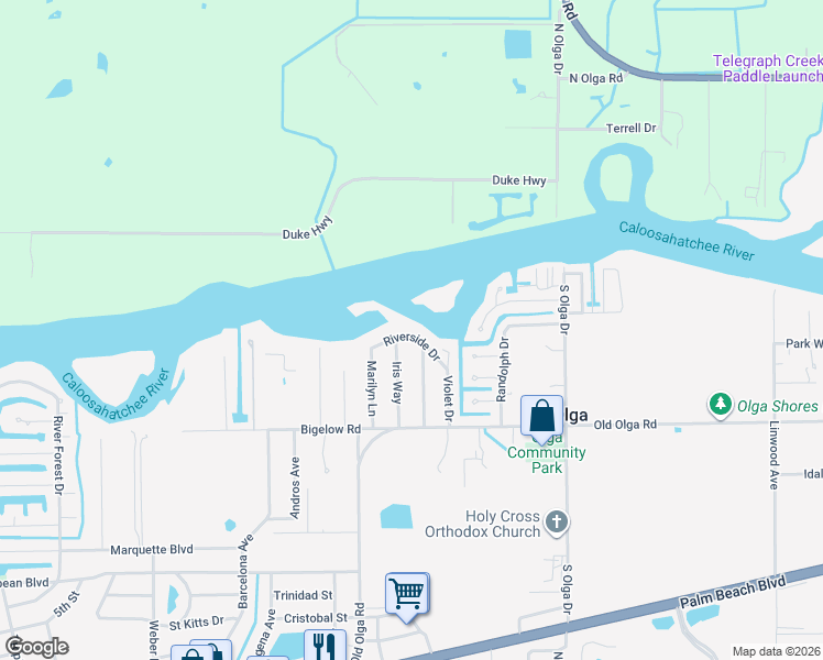 map of restaurants, bars, coffee shops, grocery stores, and more near 14532 Riverside Drive in Fort Myers