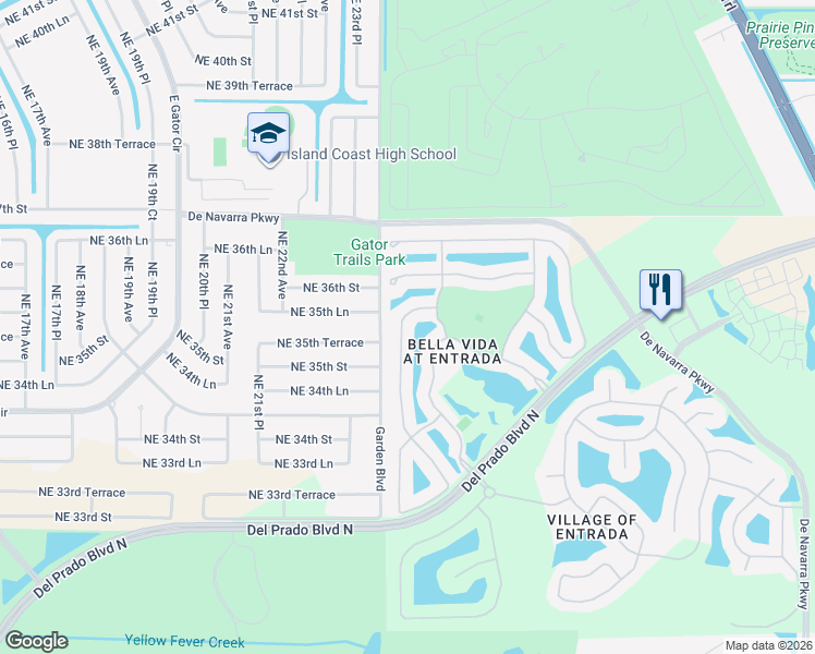 map of restaurants, bars, coffee shops, grocery stores, and more near 3564 Dandolo Circle in Cape Coral