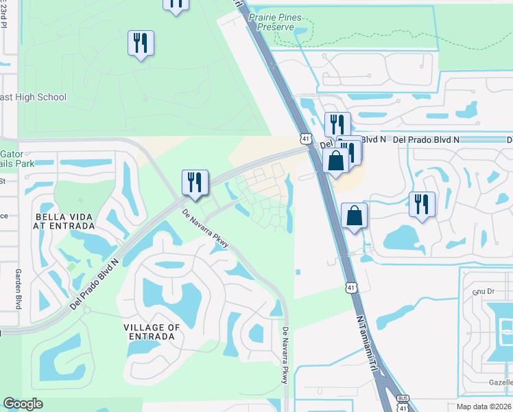map of restaurants, bars, coffee shops, grocery stores, and more near 2901 Tuscan Drive in Cape Coral