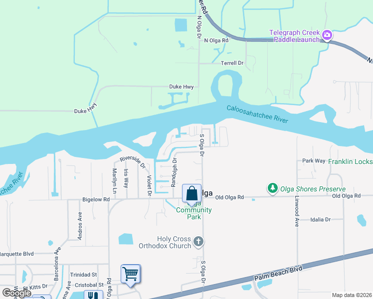 map of restaurants, bars, coffee shops, grocery stores, and more near 14938 Randolph Drive in Fort Myers