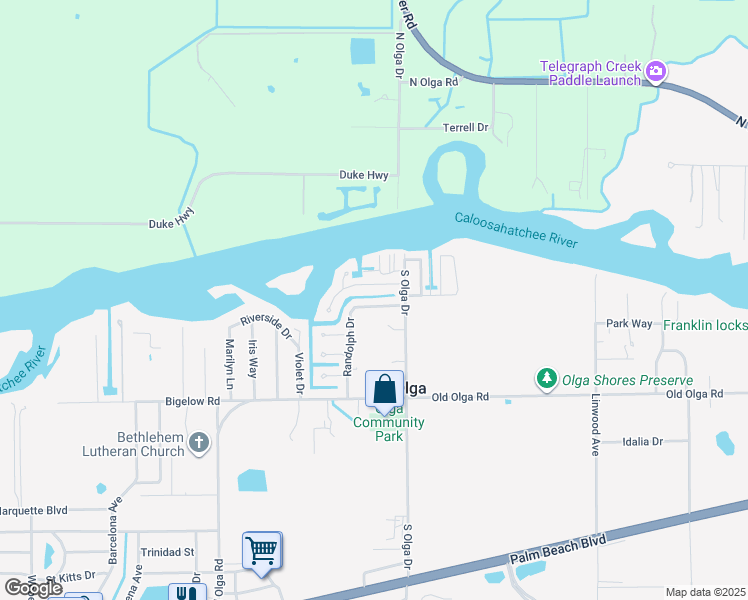 map of restaurants, bars, coffee shops, grocery stores, and more near 14938 Randolph Drive in Fort Myers