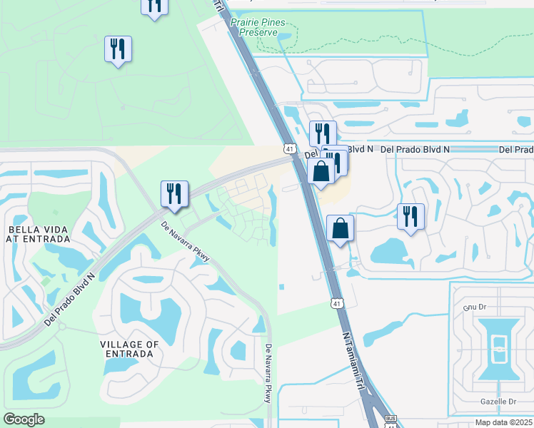 map of restaurants, bars, coffee shops, grocery stores, and more near 2913 Tuscan Drive in Cape Coral