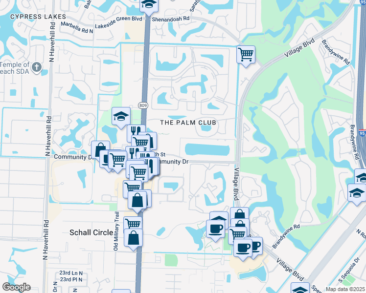 map of restaurants, bars, coffee shops, grocery stores, and more near 3096 Hibiscus Circle in West Palm Beach