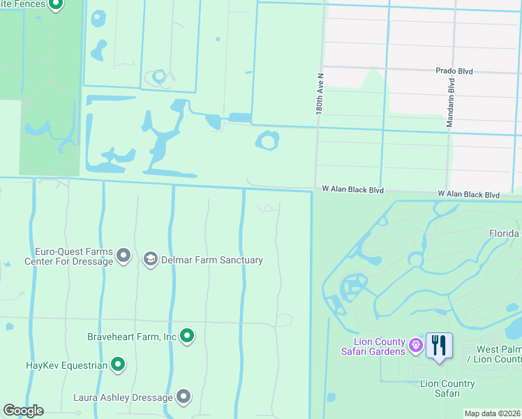map of restaurants, bars, coffee shops, grocery stores, and more near 2915 Doe Trail in Loxahatchee