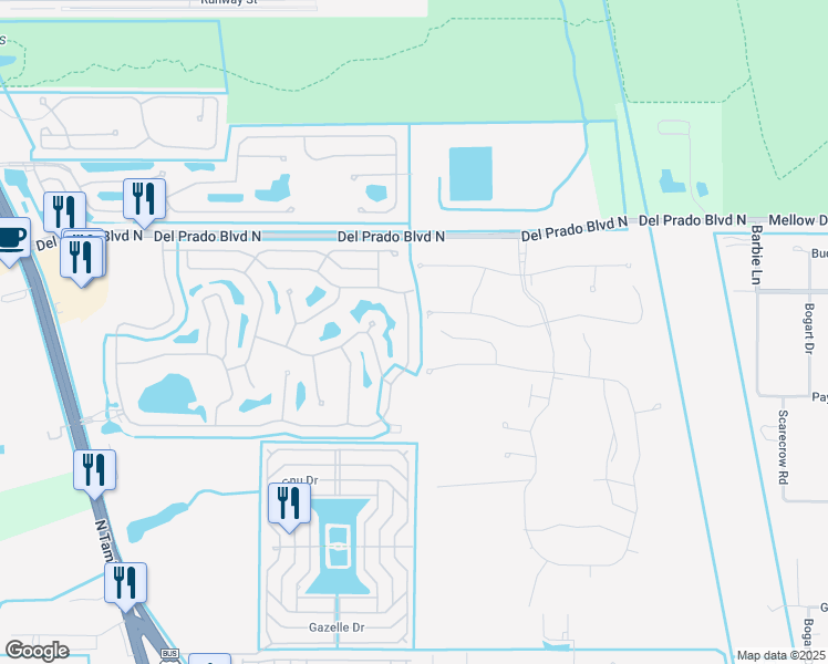 map of restaurants, bars, coffee shops, grocery stores, and more near 3544 Sabal Springs Boulevard in North Fort Myers