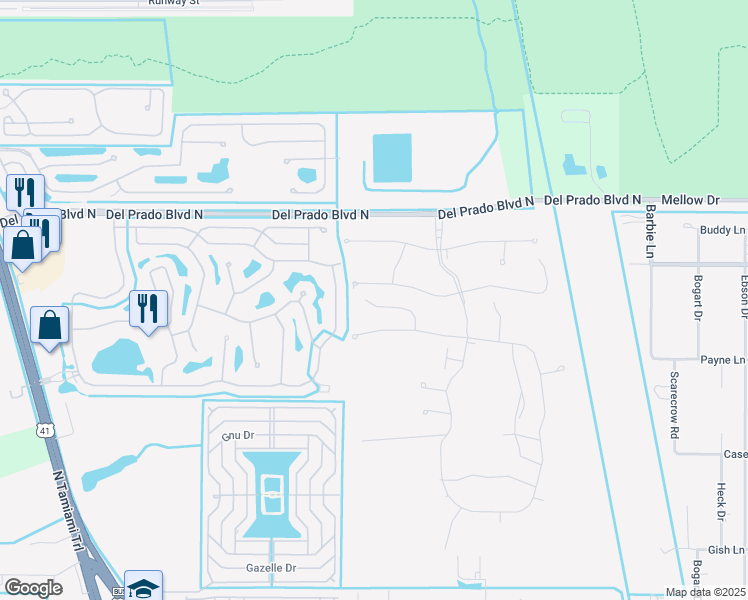 map of restaurants, bars, coffee shops, grocery stores, and more near 3544 Sabal Springs Boulevard in North Fort Myers