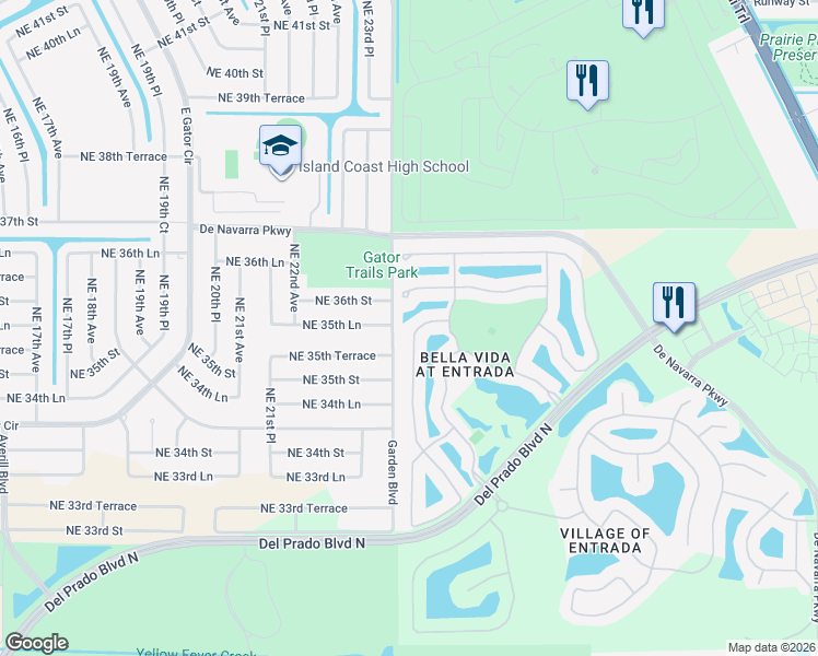map of restaurants, bars, coffee shops, grocery stores, and more near 3564 Dandolo Circle in Cape Coral
