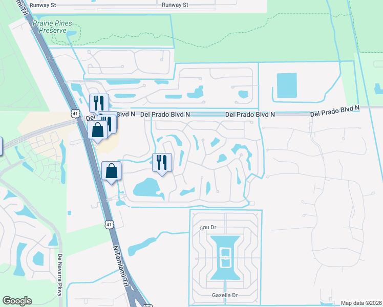 map of restaurants, bars, coffee shops, grocery stores, and more near 17734 Acacia Drive in North Fort Myers