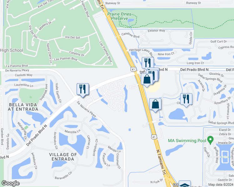 map of restaurants, bars, coffee shops, grocery stores, and more near 2913 Tuscan Drive in Cape Coral