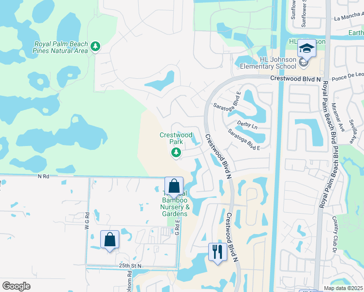 map of restaurants, bars, coffee shops, grocery stores, and more near 2769 Willow Way in Royal Palm Beach