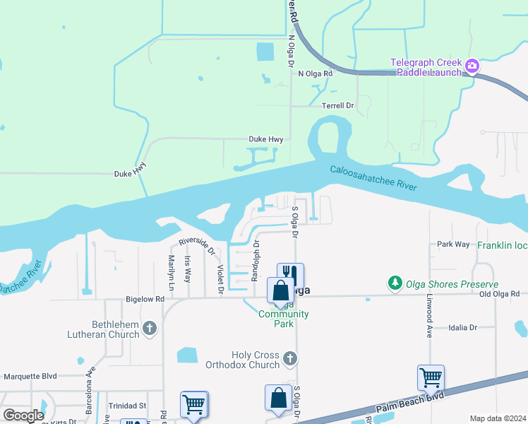 map of restaurants, bars, coffee shops, grocery stores, and more near 14938 Randolph Drive in Fort Myers