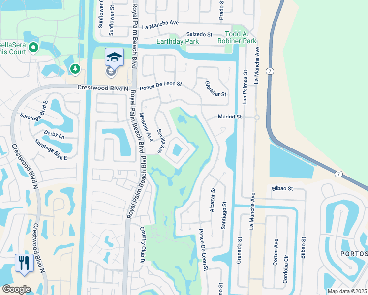 map of restaurants, bars, coffee shops, grocery stores, and more near 138 Elysium Drive in Royal Palm Beach