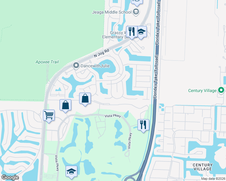 map of restaurants, bars, coffee shops, grocery stores, and more near 3033 Santa Margarita Road in West Palm Beach