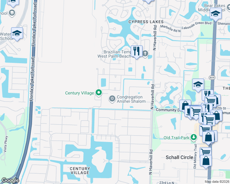 map of restaurants, bars, coffee shops, grocery stores, and more near 5324 Crystal Anne Drive in West Palm Beach