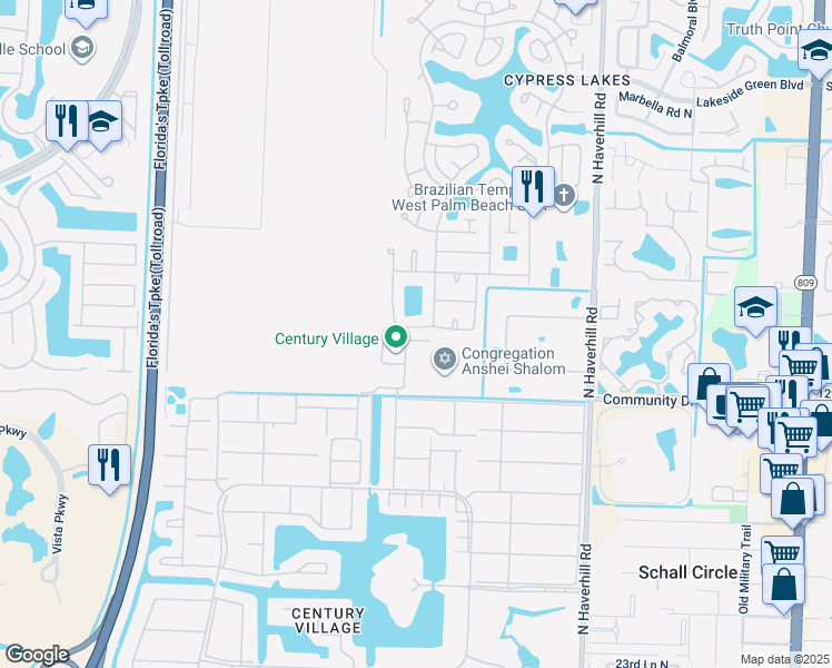 map of restaurants, bars, coffee shops, grocery stores, and more near 5364 Crystal Anne Drive in West Palm Beach