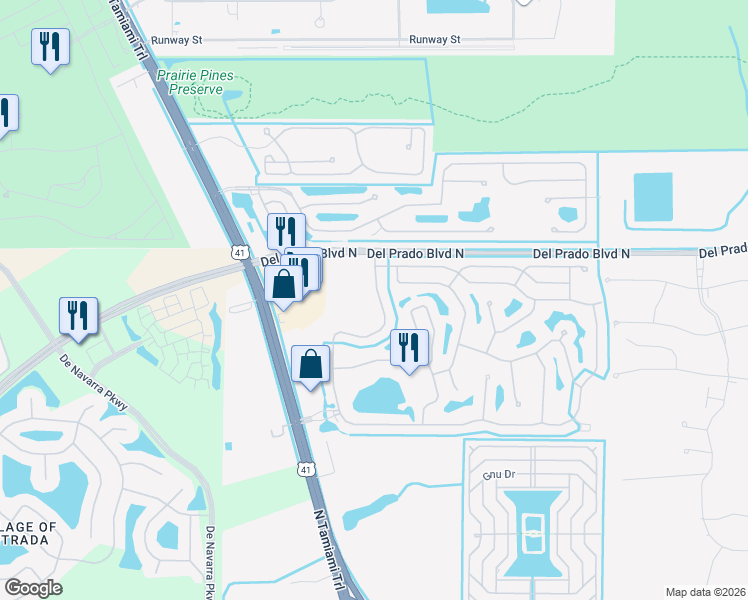 map of restaurants, bars, coffee shops, grocery stores, and more near 3832 Sabal Springs Boulevard in North Fort Myers