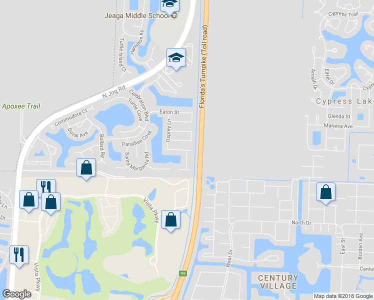 map of restaurants, bars, coffee shops, grocery stores, and more near Waddell Avenue in West Palm Beach