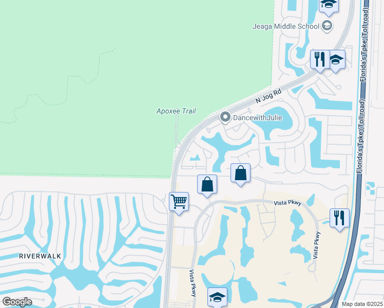 map of restaurants, bars, coffee shops, grocery stores, and more near 3130 North Jog Road in West Palm Beach